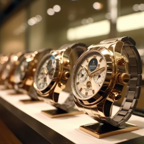 Hochwertige Uhren in einem Geschäft